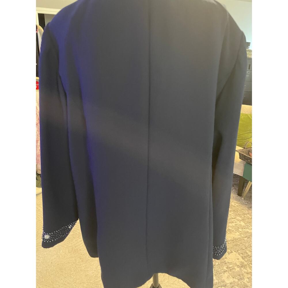 Maxie Klein Collections 24W Navy Embellished Evening Jacket Beaded Lady Blazer - Picture 7 of 7
